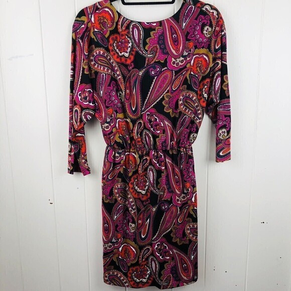Trina Trina Turk Birch Printed Jersey V-Neck Ruched Dress Small - Picture 11 of 14